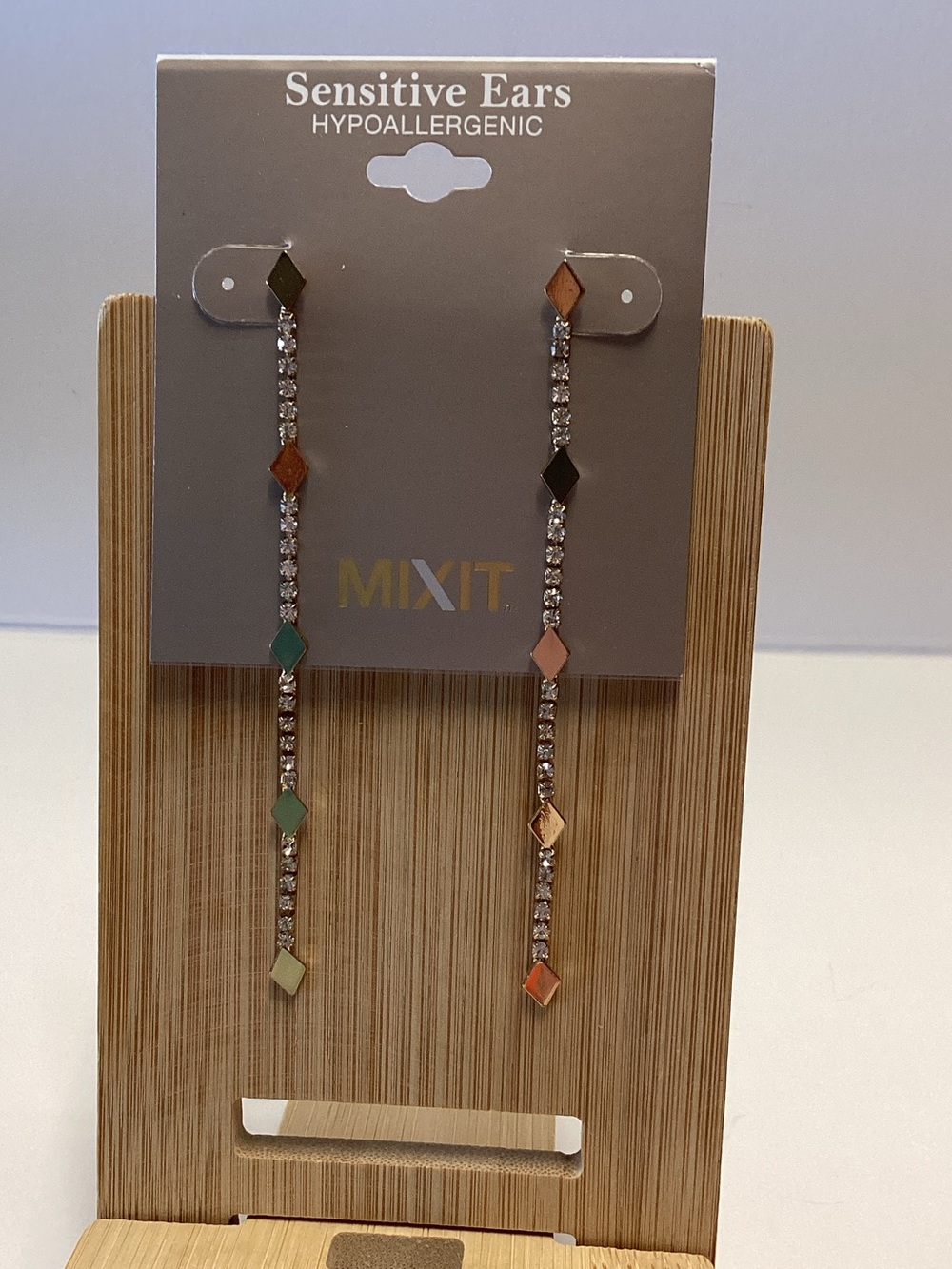 Mixit Long Crystal Drop Earrings with Multicolor Enamel Accents